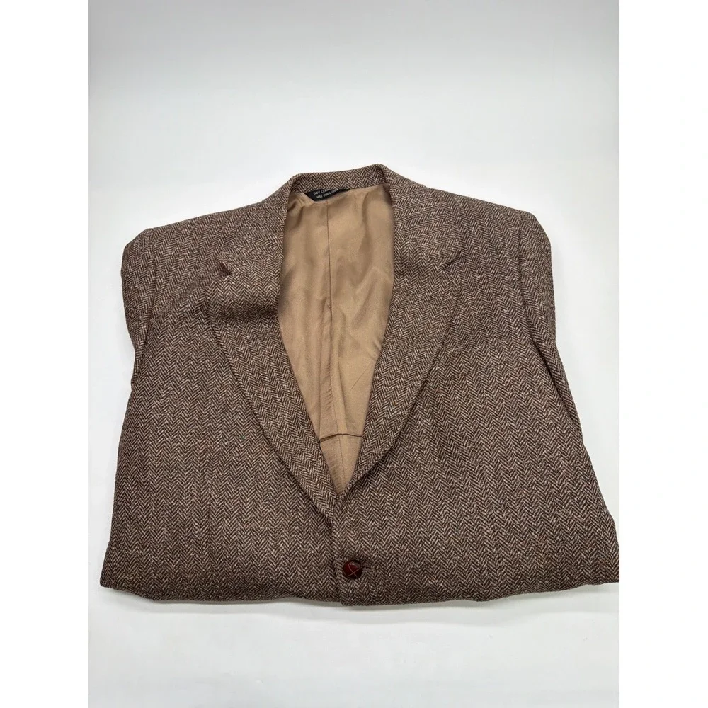 Emilio Pucci Firenze Brown Herringbone Tweed Wool Blazer Sport Coat Mens Vintage